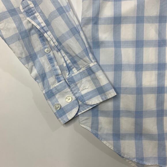 Bonobos Shirt Mens M Medium White Blue Cotton Standard Fit Windowpane Plaid - Picture 3 of 13